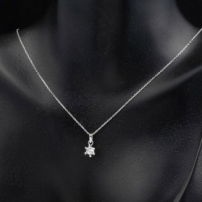 14K White Gold Minimalist Solitaire Cubic Zirconia Necklace