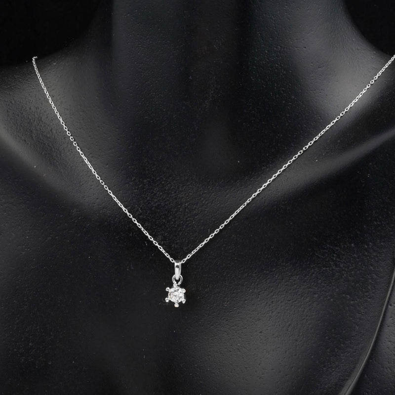 14K White Gold Minimalist Solitaire Cubic Zirconia Necklace