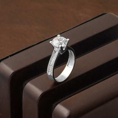 14K White Gold Solitaire Cubic Zirconia Ring (3.69 g)