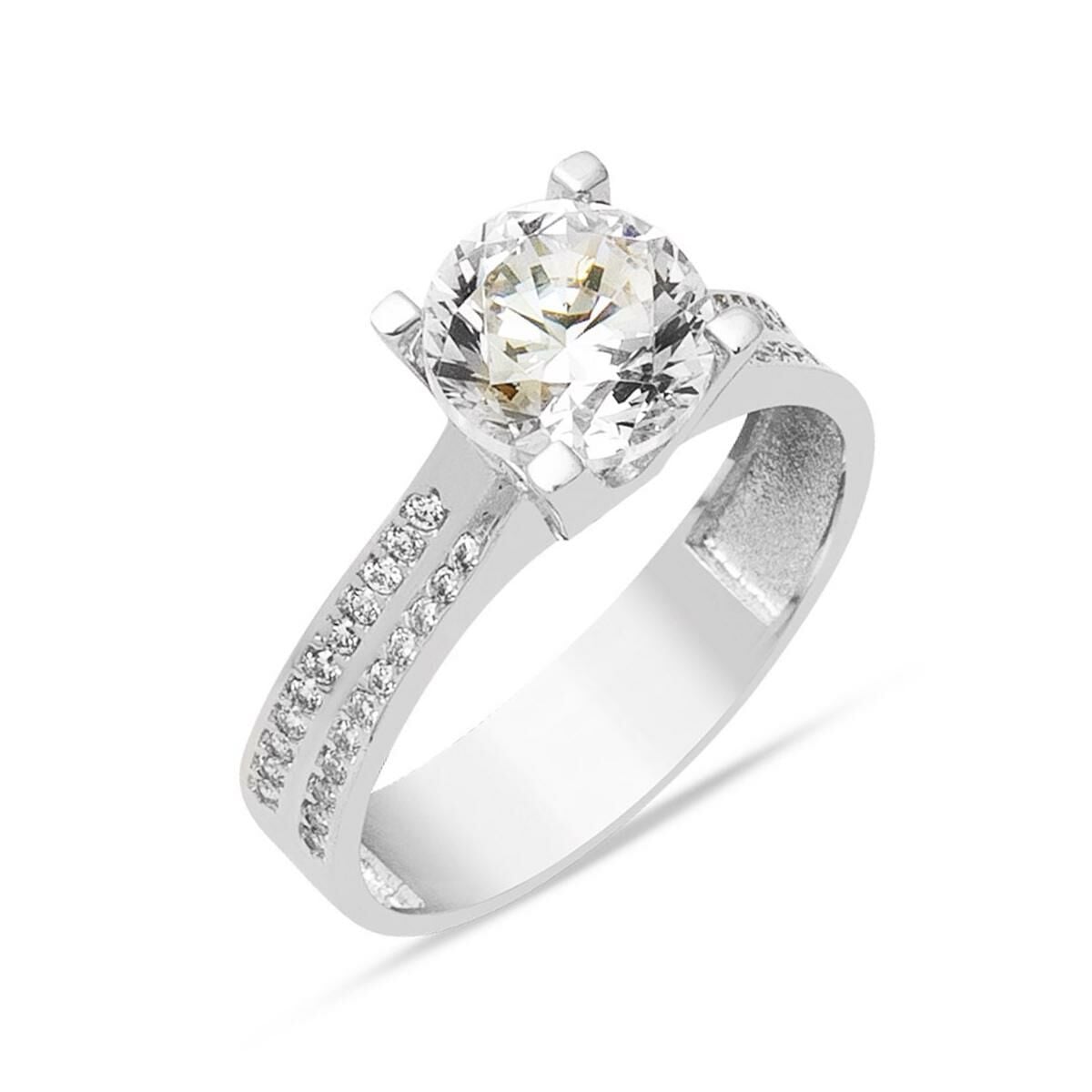14K White Gold Solitaire Cubic Zirconia Ring (3.69 g)