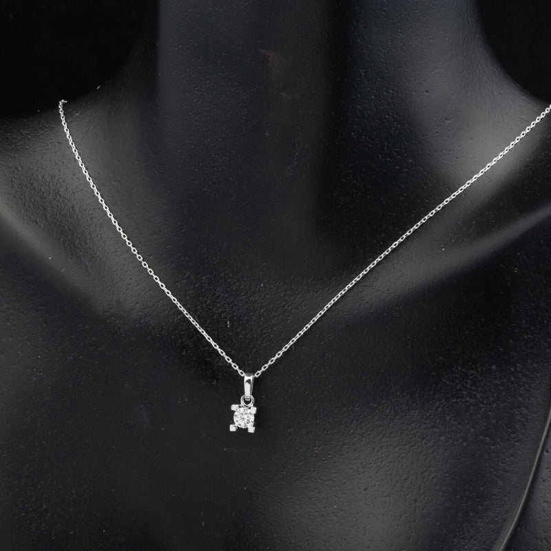 14K White Gold Solitaire Cubic Zirconia Necklace and Earrings Set
