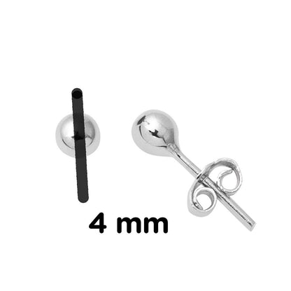 14K White Gold 4 mm Ball Earrings