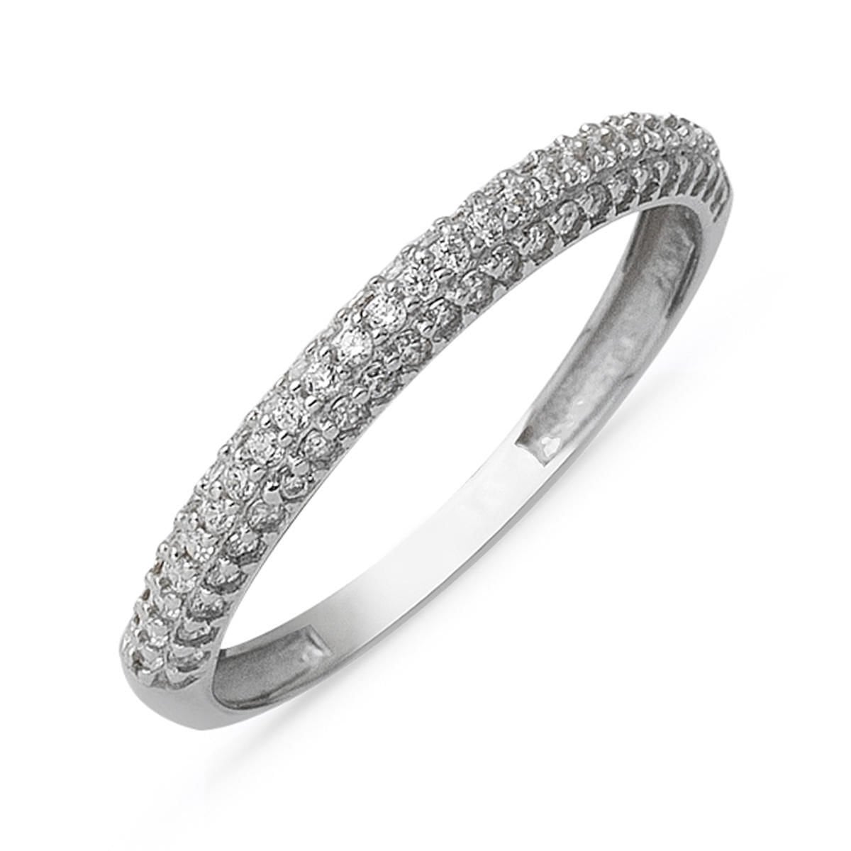 14K White Gold Half Eternity Cubic Zirconia Ring