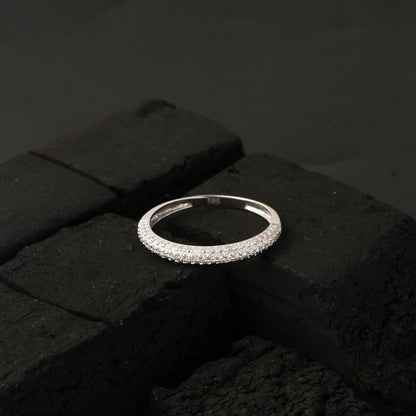 14K White Gold Half Eternity Cubic Zirconia Ring