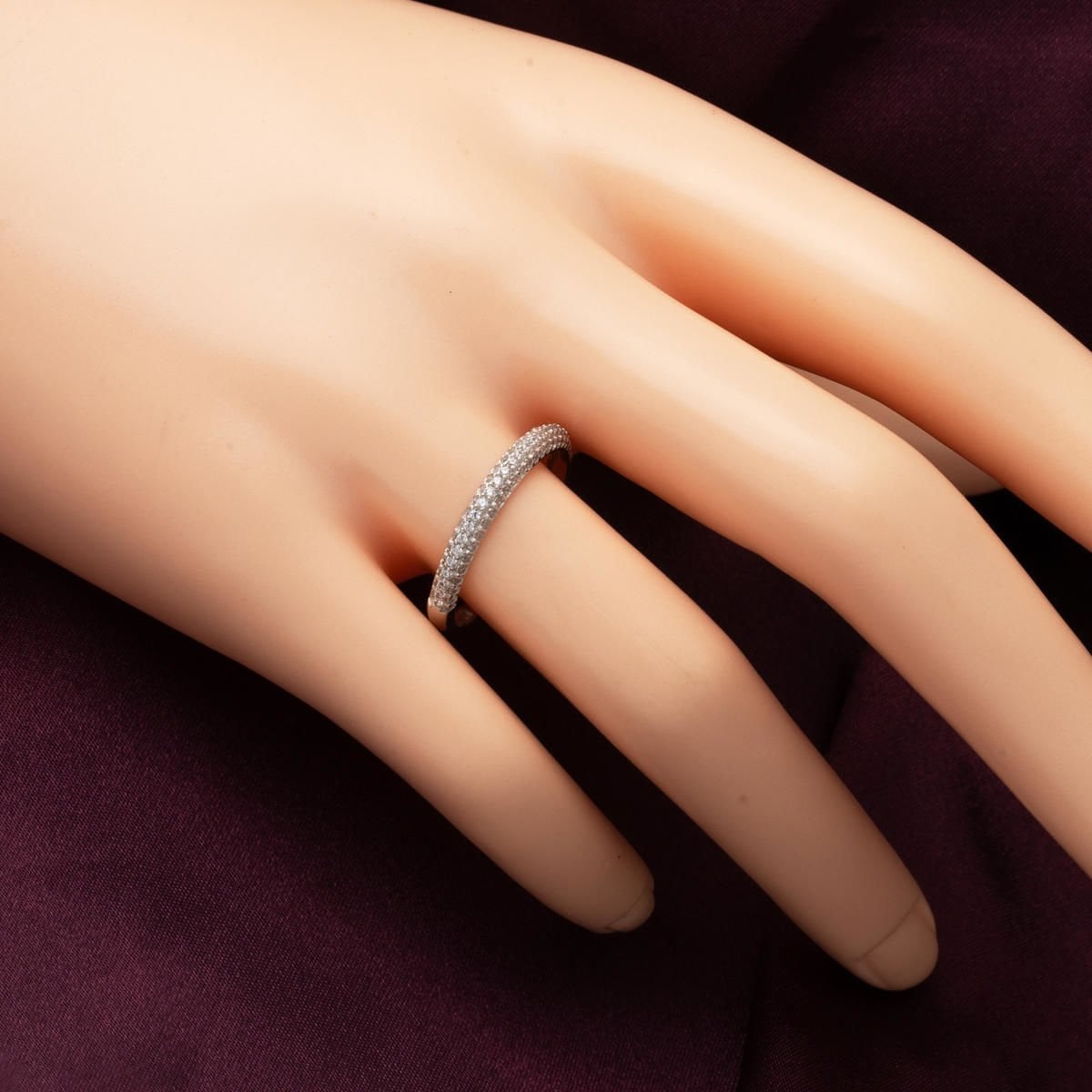 14K White Gold Half Eternity Cubic Zirconia Ring