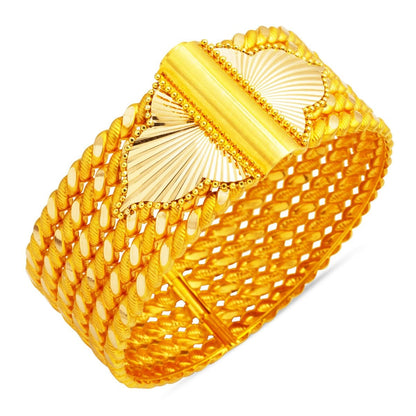 14K Yellow Gold Twisted Hinged Cuff Bangle (31.3 g)