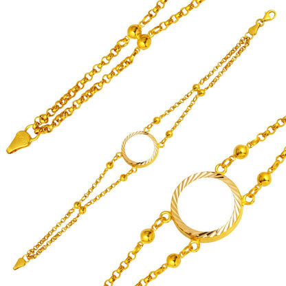 14K Yellow Gold Thick Rolo Chain Quarter Coin Bracelet