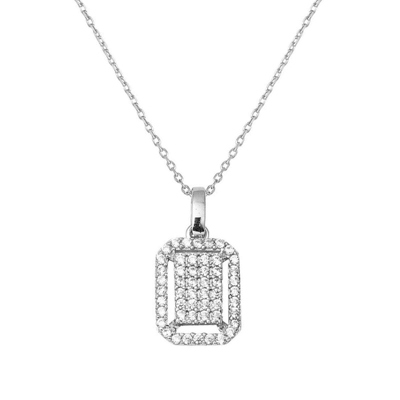 14K White Gold Coronet Minimalist Baguette Cubic Zirconia Necklace