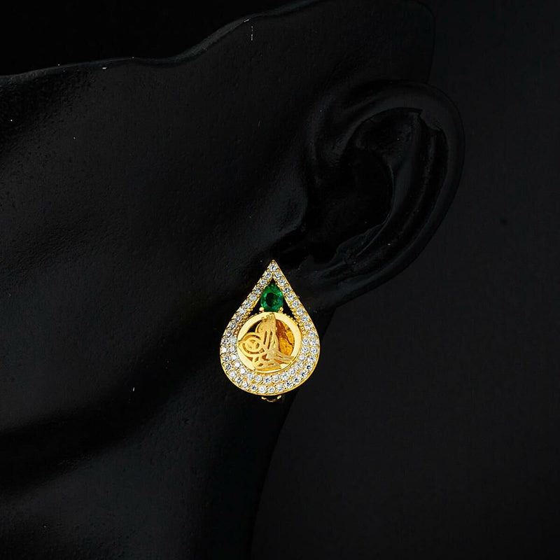 14K Yellow Gold Teardrop Ottoman Tughra Earrings (4.3 g)
