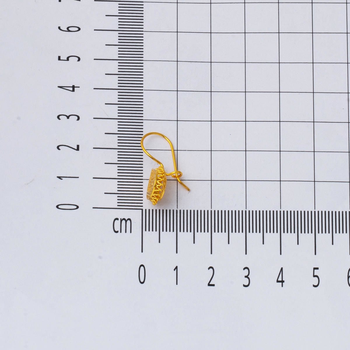 14K Yellow Gold Teardrop Ottoman Tughra Earrings