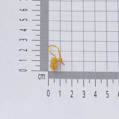 14K Yellow Gold Teardrop Ottoman Tughra Earrings