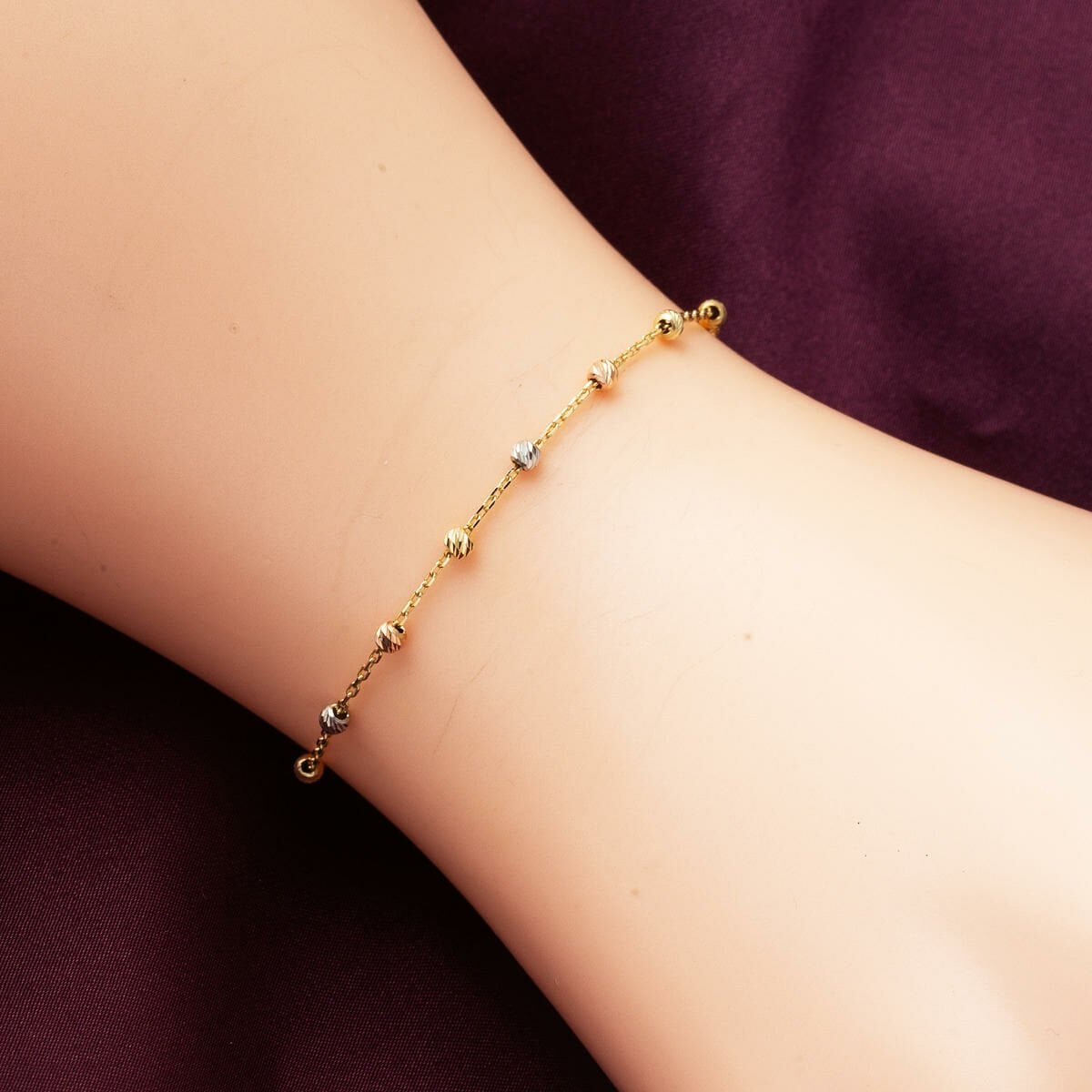 14K Yellow Gold Gold Bead Bracelet