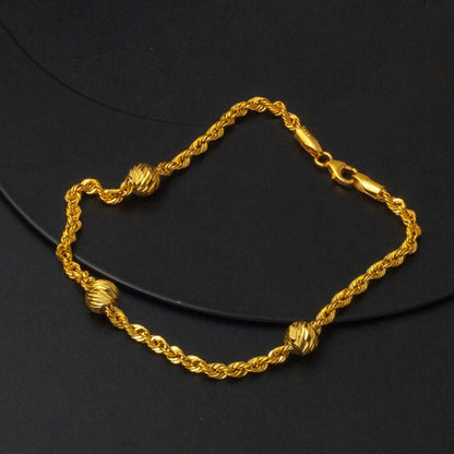 14K Yellow Gold Bead Twisted Bracelet