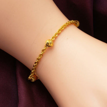 14K Yellow Gold Bead Twisted Bracelet