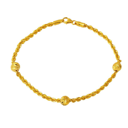 14K Yellow Gold Bead Twisted Bracelet