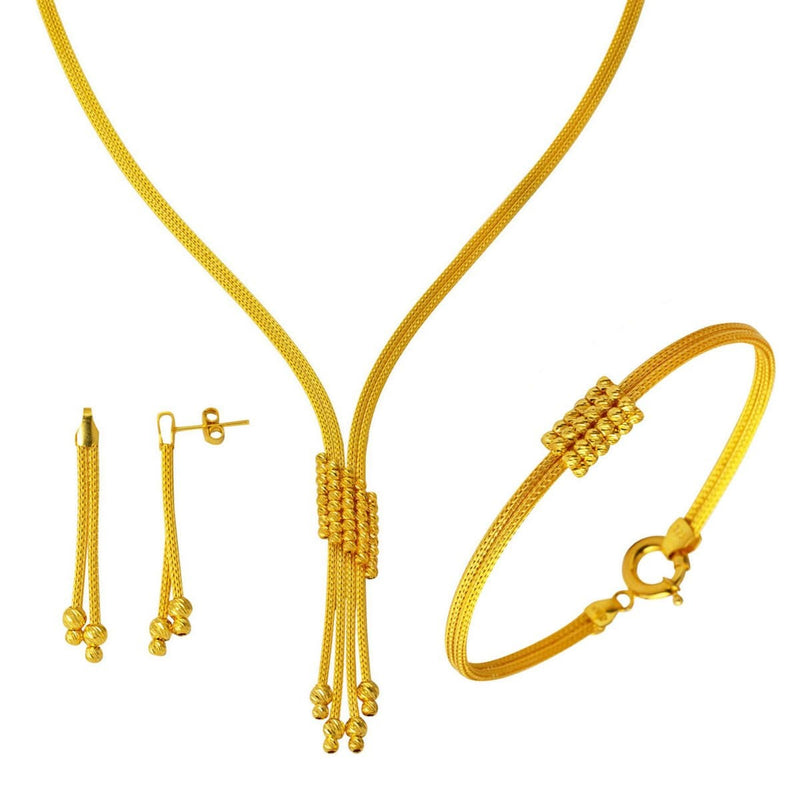 14K Yellow Gold Bead Kazaziye Wedding Set