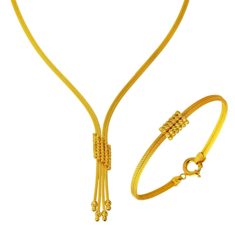 14K Yellow Gold Bead Kazaziye Double Wedding Set