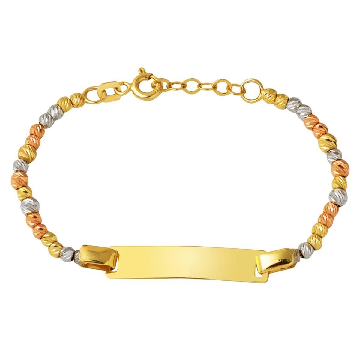 14K Yellow Gold Bead Plate Children's Bracelet