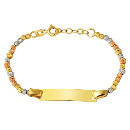 14K Yellow Gold Bead Plate Children's Bracelet