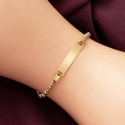 14K Yellow Gold Bead Plate Children's Bracelet
