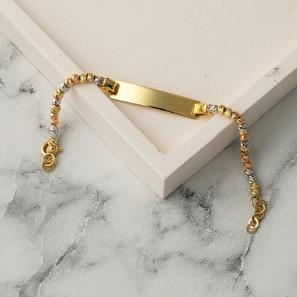 14K Yellow Gold Bead Plate Children's Bracelet