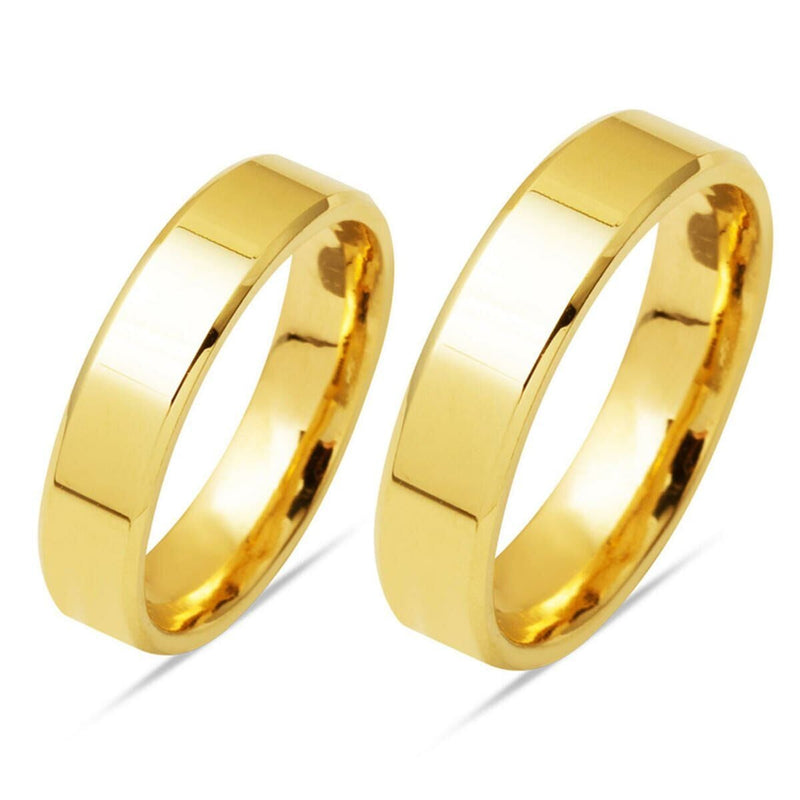 14K Yellow Gold Square-Cut 5 mm Double Wedding Band
