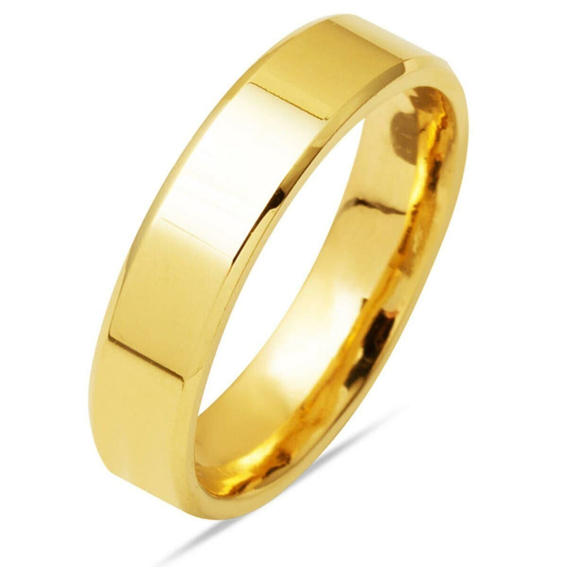 14K Yellow Gold Square-Cut 5 mm Wide Men's Wedding Band