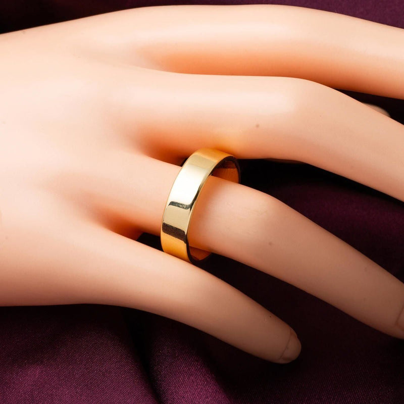 14K Yellow Gold Square-Cut Men's Wedding Band 6 mm