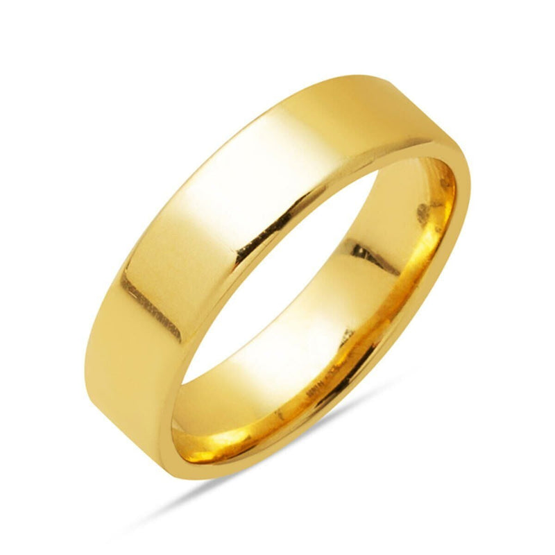 14K Yellow Gold Square-Cut Men's Wedding Band 6 mm