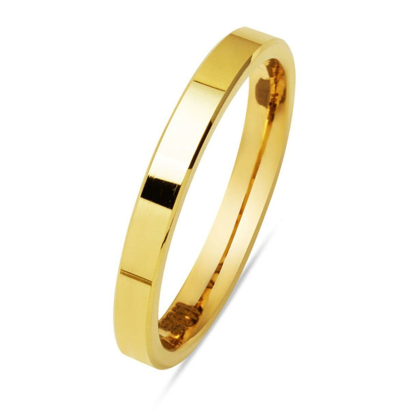 14K Yellow Gold Square-Cut Classic 3 mm Wide Men's Wedding Band