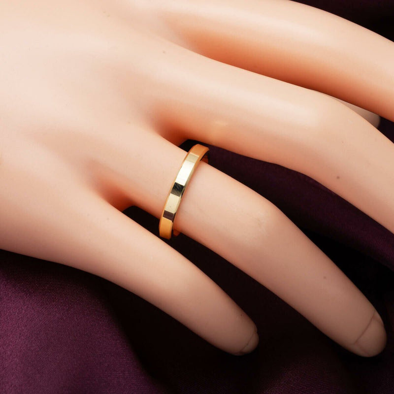 14K Yellow Gold Square-Cut Classic 3 mm Wide Men's Wedding Band