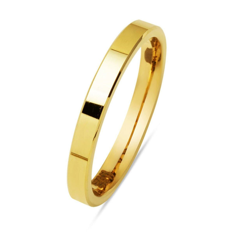 14K Yellow Gold Square-Cut Classic 3 mm Wide Women's Wedding Band