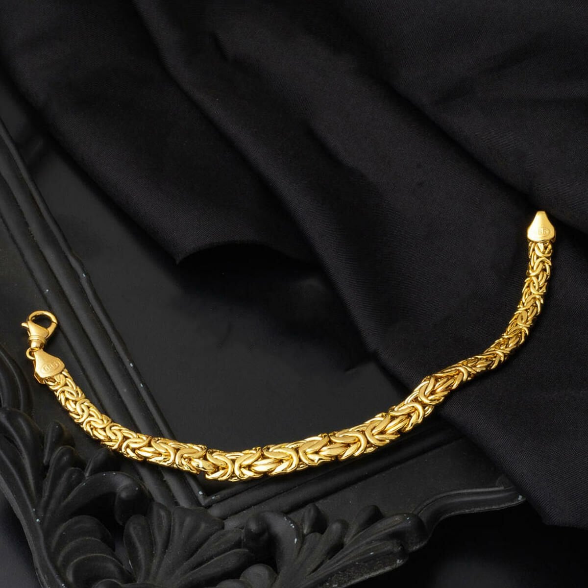 14K Yellow Gold Flat Italian King Byzantine Bracelet
