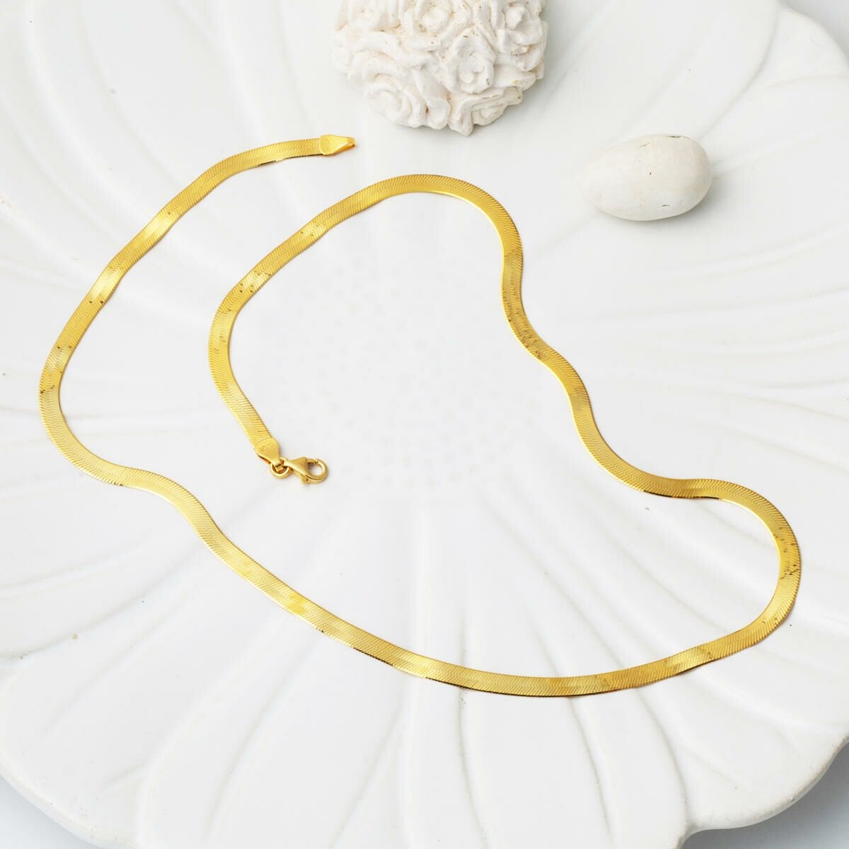 14K Yellow Gold Flat Chain Necklace 45 cm