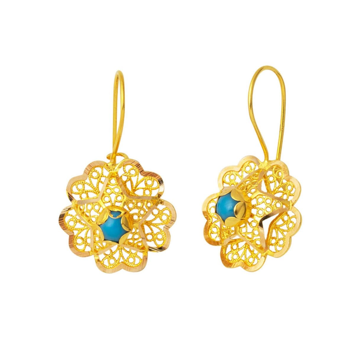 14K Rose Gold Turquoise Dangle Earrings