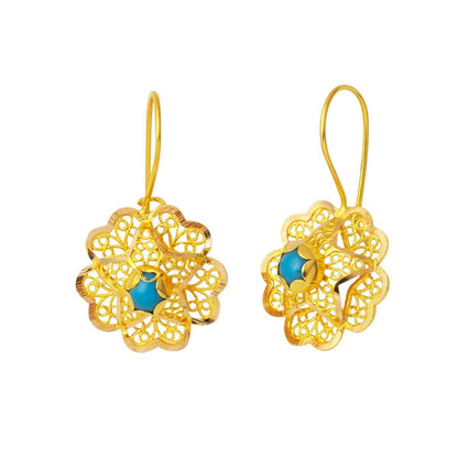 14K Rose Gold Turquoise Dangle Earrings