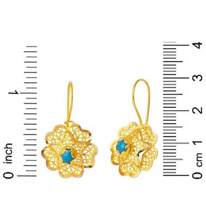 14K Rose Gold Turquoise Dangle Earrings