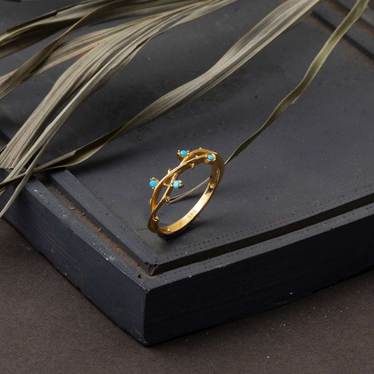14K Yellow Gold Ivy Turquoise Ring