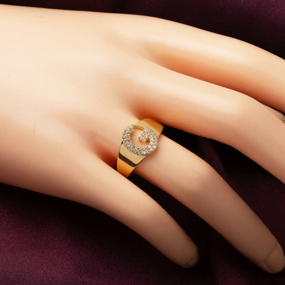 14K Yellow Gold Initial G Cubic Zirconia Ring