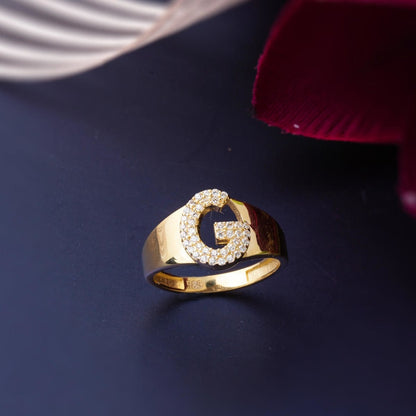14K Yellow Gold Initial G Cubic Zirconia Ring