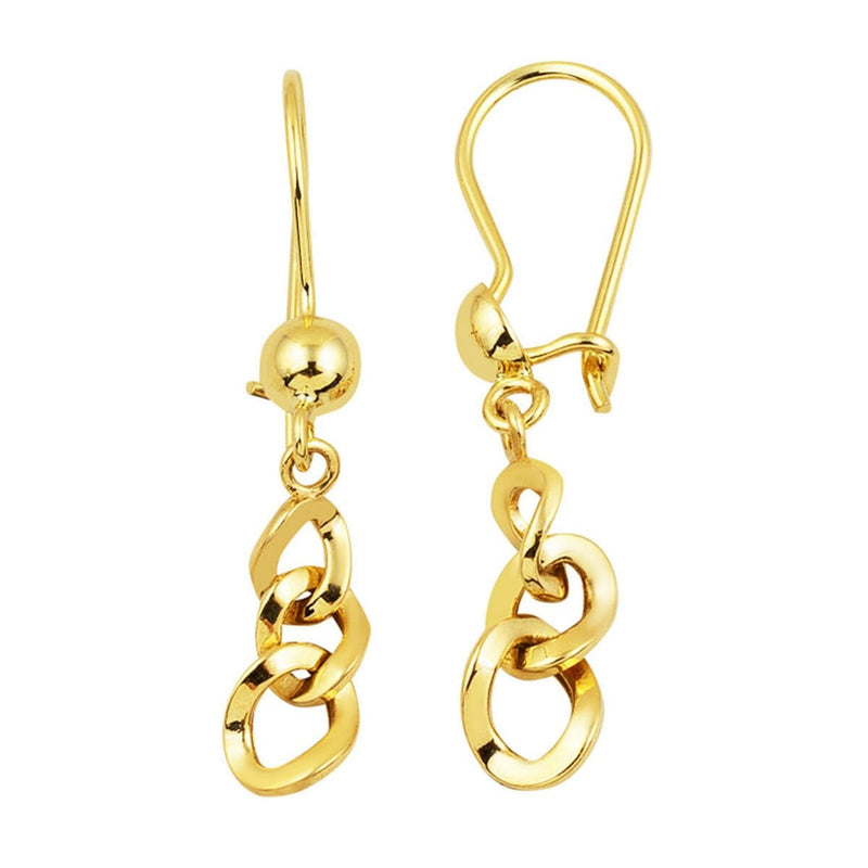 14K Yellow Gold Curb Chain Dangle Earrings