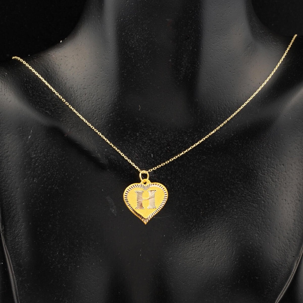 14K Yellow Gold Initial H Heart Necklace