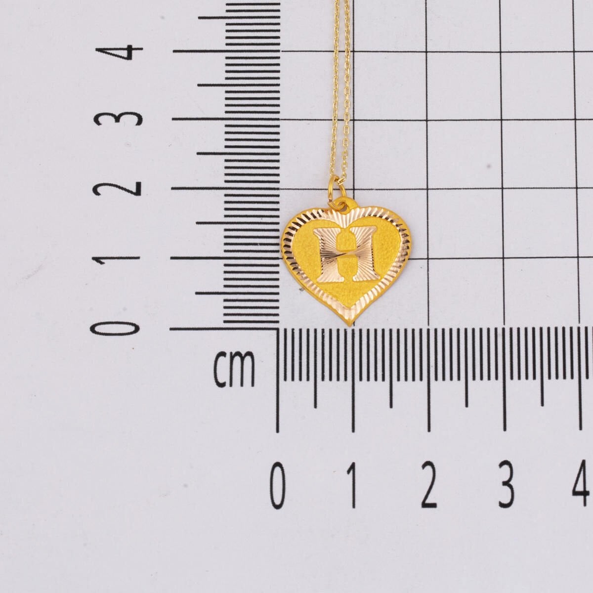 14K Yellow Gold Initial H Heart Necklace