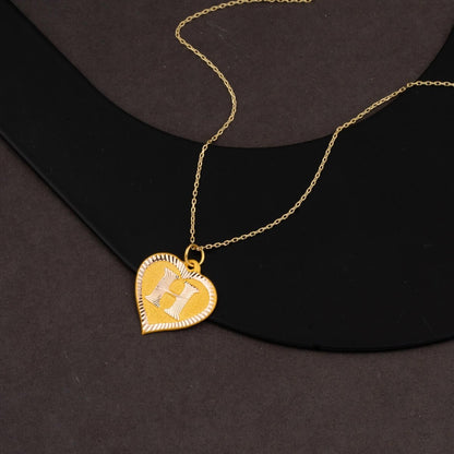 14K Yellow Gold Initial H Heart Necklace