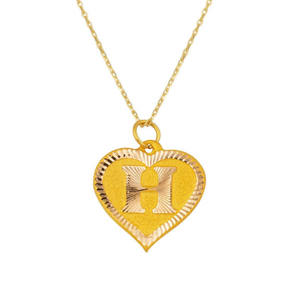 14K Yellow Gold Initial H Heart Necklace