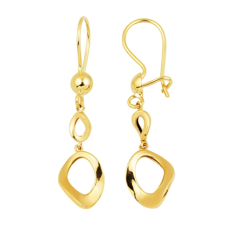 14K Yellow Gold Hoop Dangle Earrings
