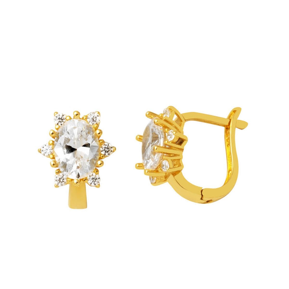 14K Yellow Gold Honeysuckle Teardrop Cubic Zirconia Earrings