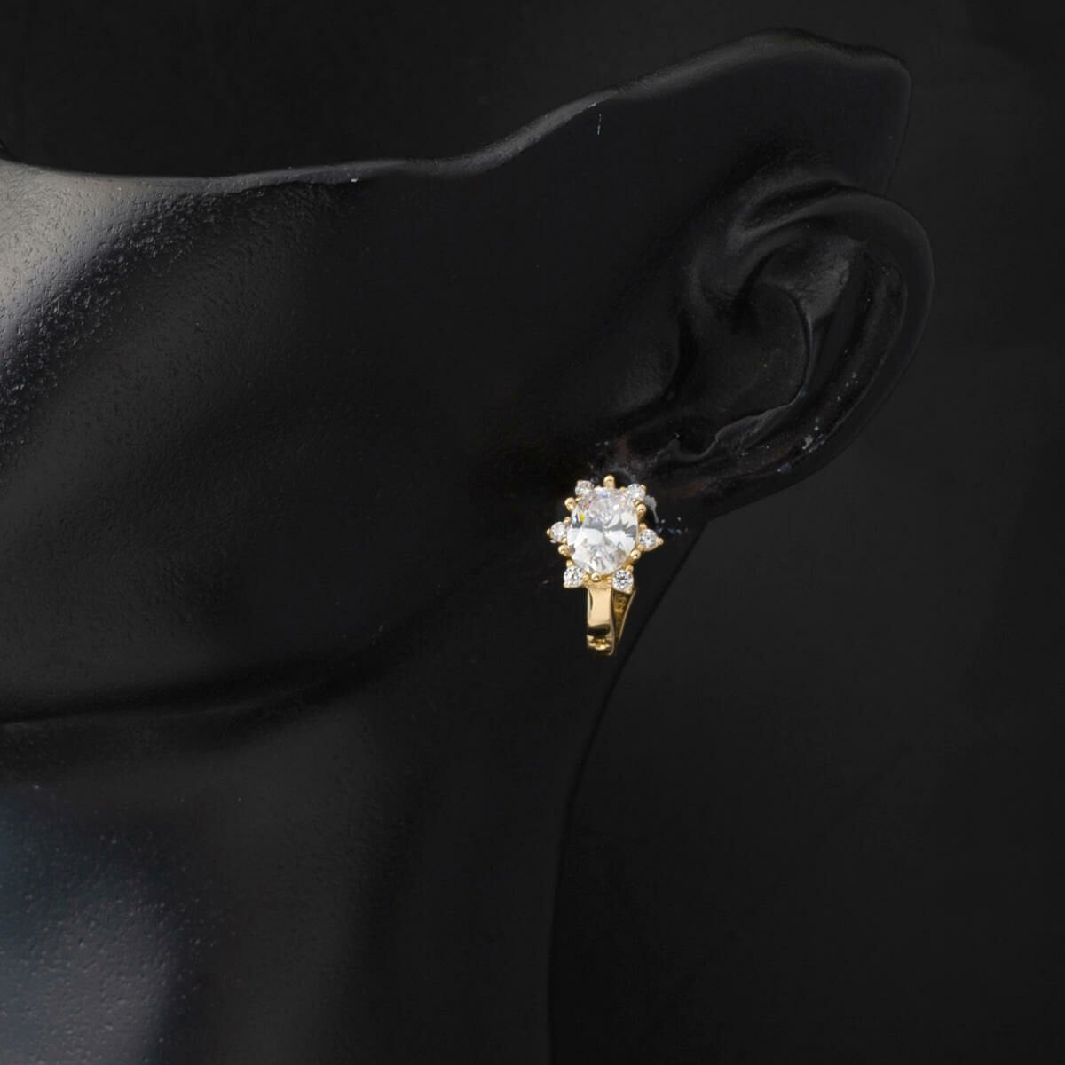 14K Yellow Gold Honeysuckle Teardrop Cubic Zirconia Earrings