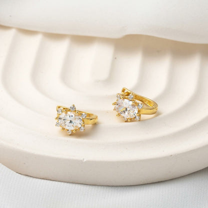 14K Yellow Gold Honeysuckle Teardrop Cubic Zirconia Earrings