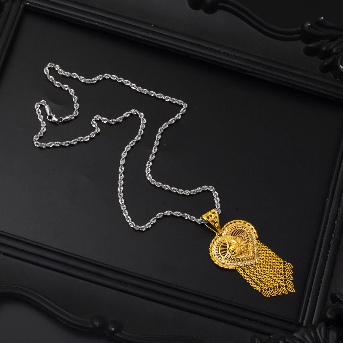 14K Yellow Gold Indian Style Heart Pendant